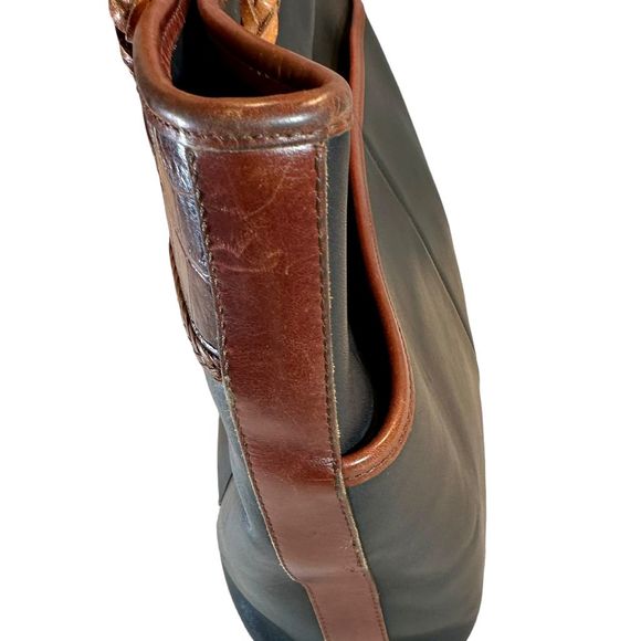 Brighton 80's Leather Shoulder Bag Black/Brown Braided Handles, silver metal - Picture 10 of 12